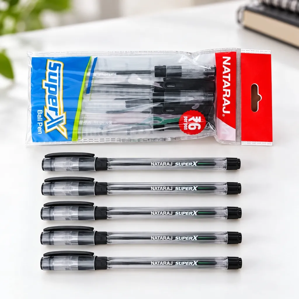 Nataraj Super X Ball Pen Black  Pack of 10  2 Packets  Smooth Writing Pen (5).webp