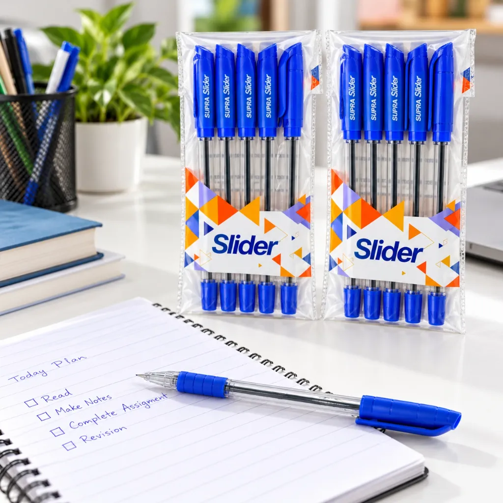 Supra Slider Ball Pen Pack of 10  2 Packets  Smooth Writing Pen for Everyday Use.webp