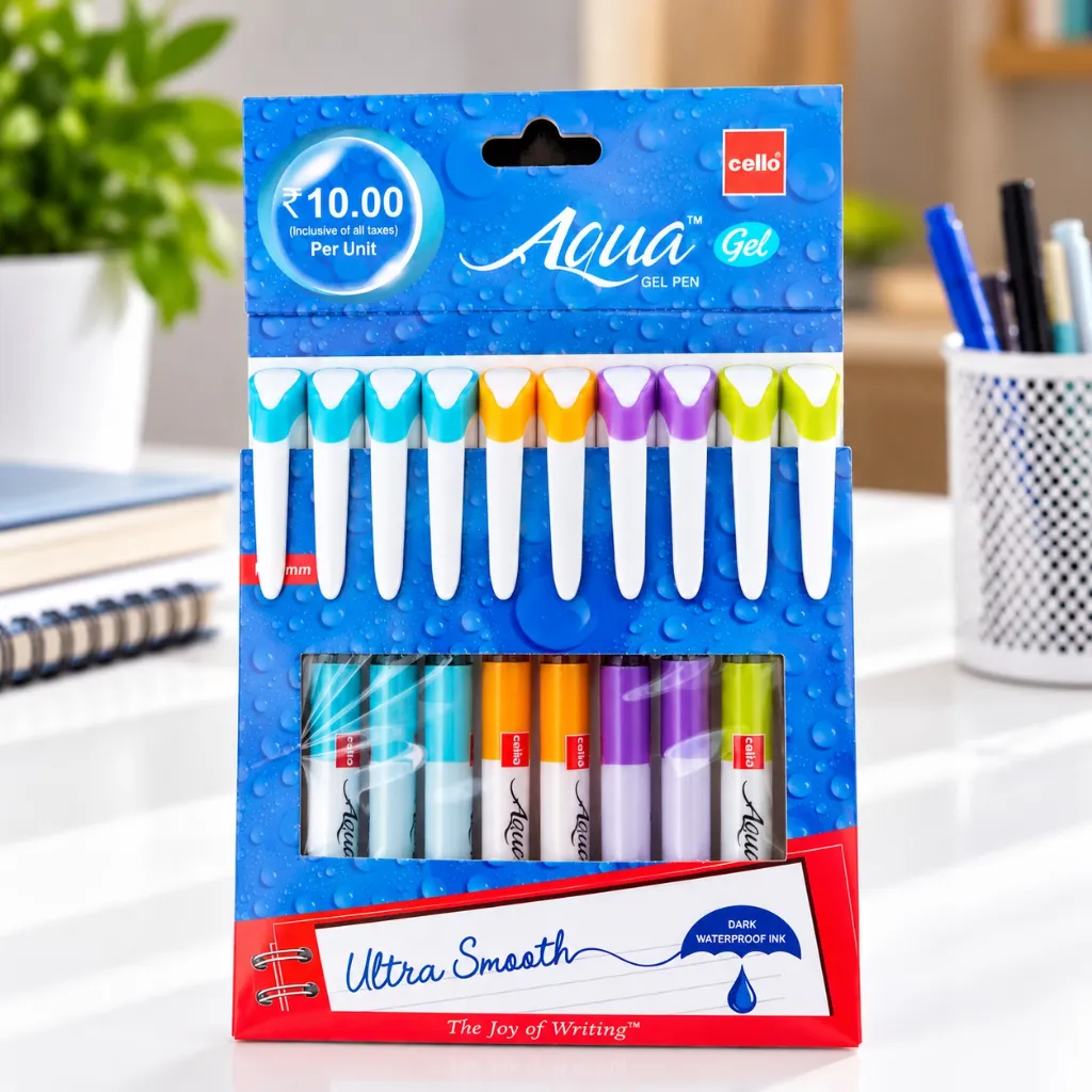 Cello Aqua Gel Pen Pack of 10  Smooth Writing Gel Pens for School, Office & Everyday Use (4).webp