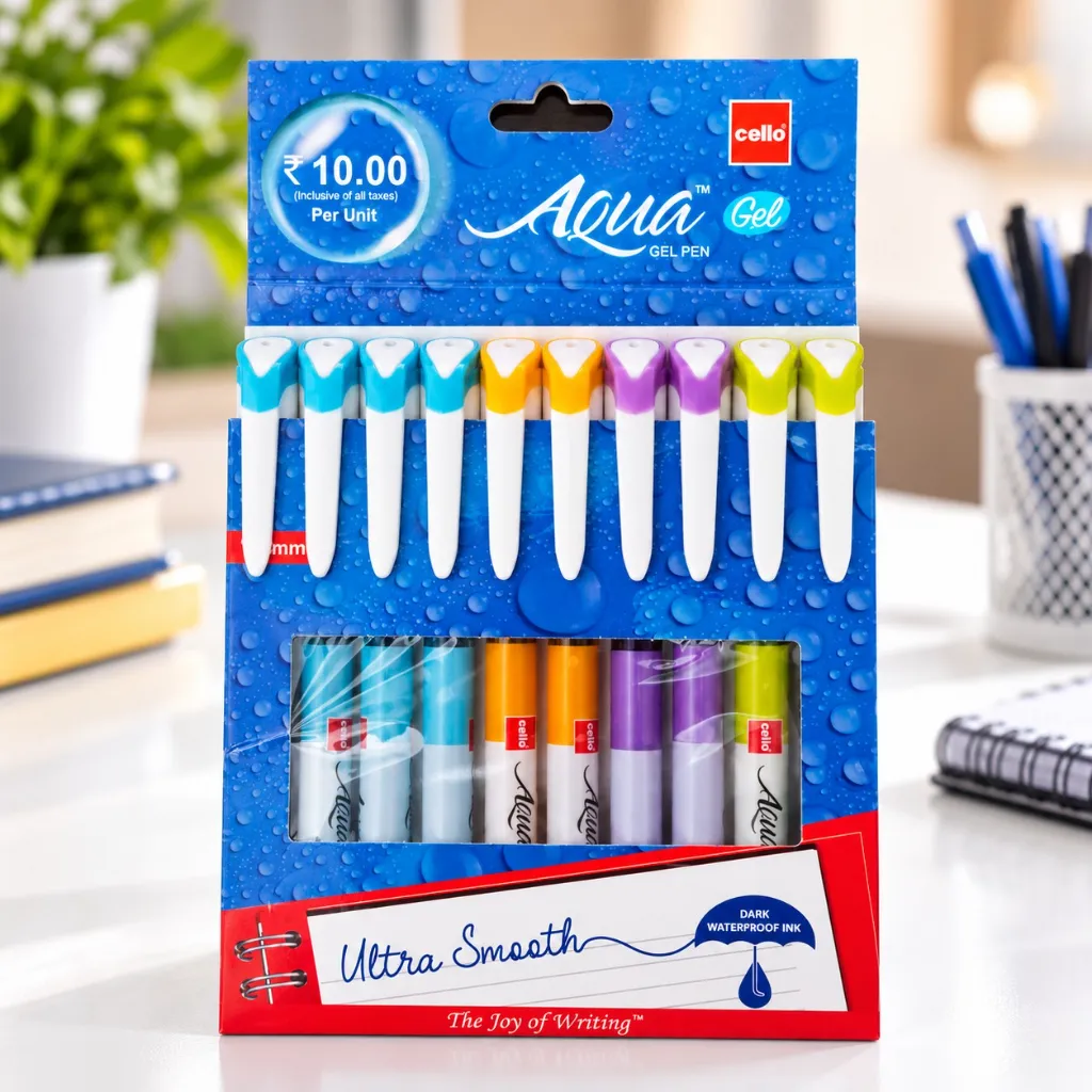 Cello Aqua Gel Pen Pack of 10  Smooth Writing Gel Pens for School, Office & Everyday Use (3).webp