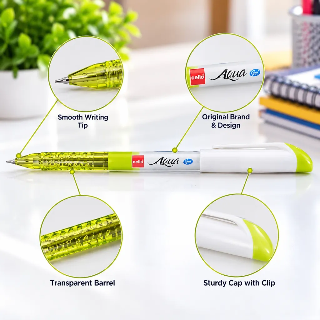 Cello Aqua Gel Pen Pack of 10  Smooth Writing Gel Pens for School, Office & Everyday Use (2).webp