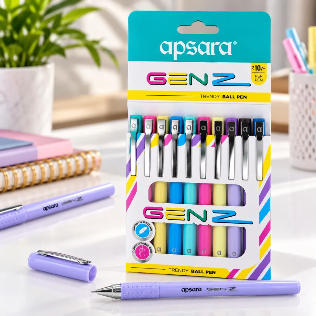 Apsara GEN Z Ball Pen Pack of 10  Writing Pens for School, Office & Everyday Use.webp