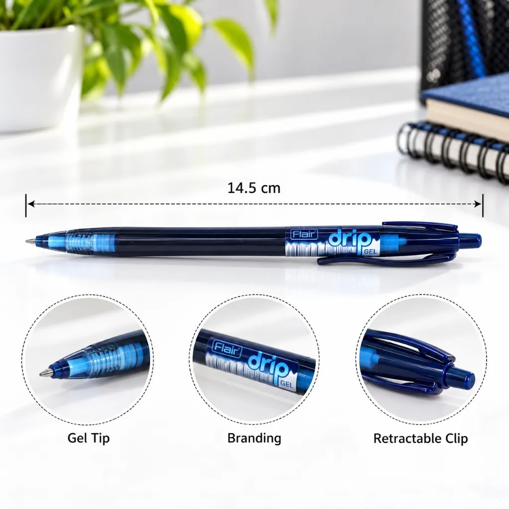 Flair Drip Gel Pen Pack of 10  Smooth Writing Gel Pens for School, Office & Everyday Use (5).webp