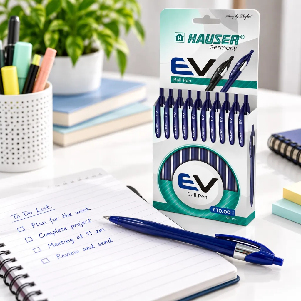 Hauser EV Ball Pen Pack of 10  Smooth Writing Pen for School, Office & Everyday Use (3).webp