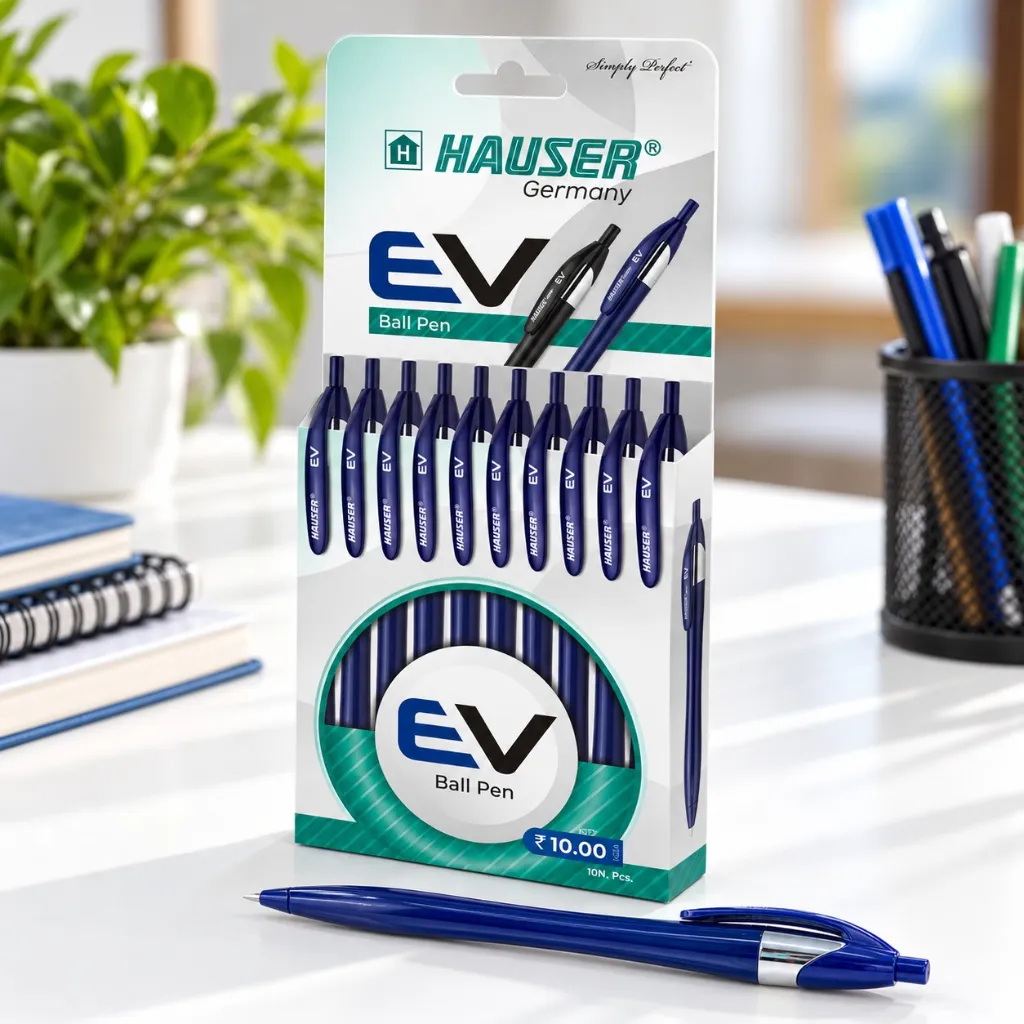 Hauser EV Ball Pen Pack of 10  Smooth Writing Pen for School, Office & Everyday Use (2).webp