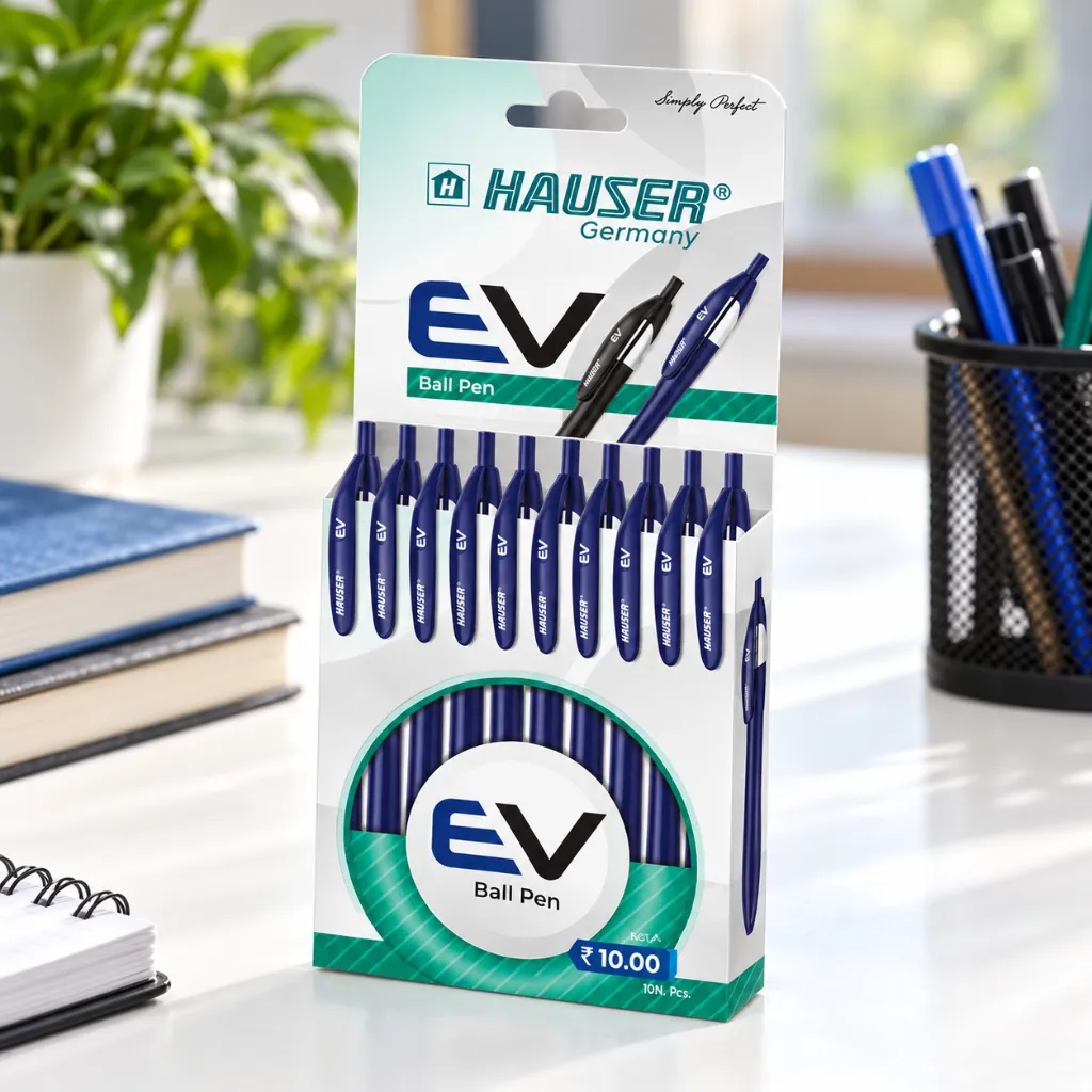 Hauser EV Ball Pen Pack of 10  Smooth Writing Pen for School, Office & Everyday Use.webp