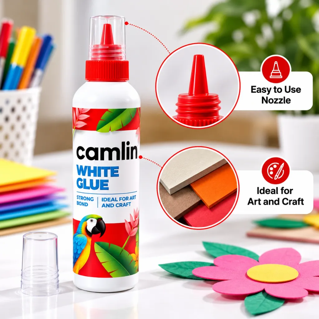Camlin White Glue Pack of 5  Multipurpose Adhesive for School, Office, Art & Craft (3).webp