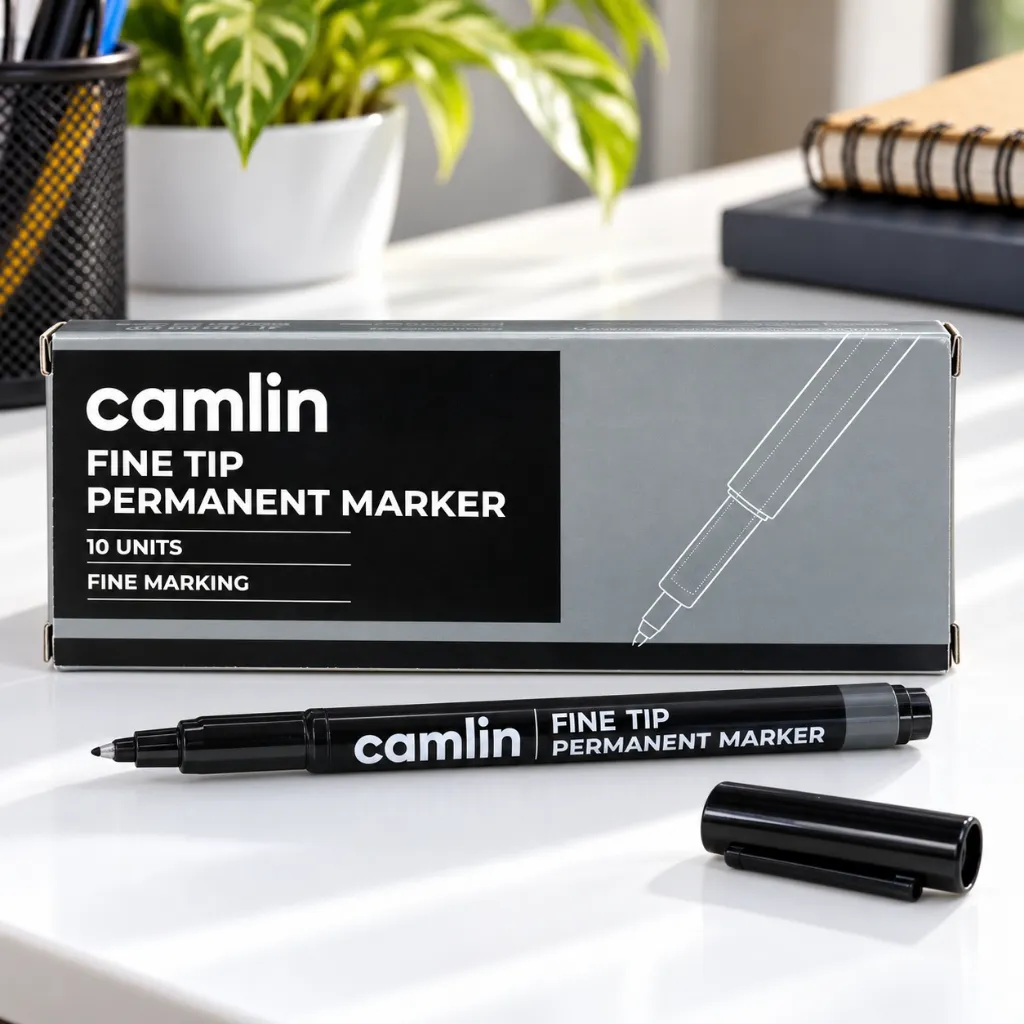 Camlin Black Fine Tip Permanent Markers – Pack of 10 (3).webp