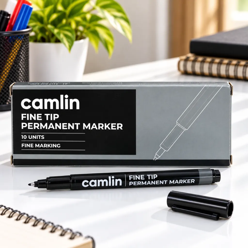 Camlin Black Fine Tip Permanent Markers – Pack of 10 (2).webp