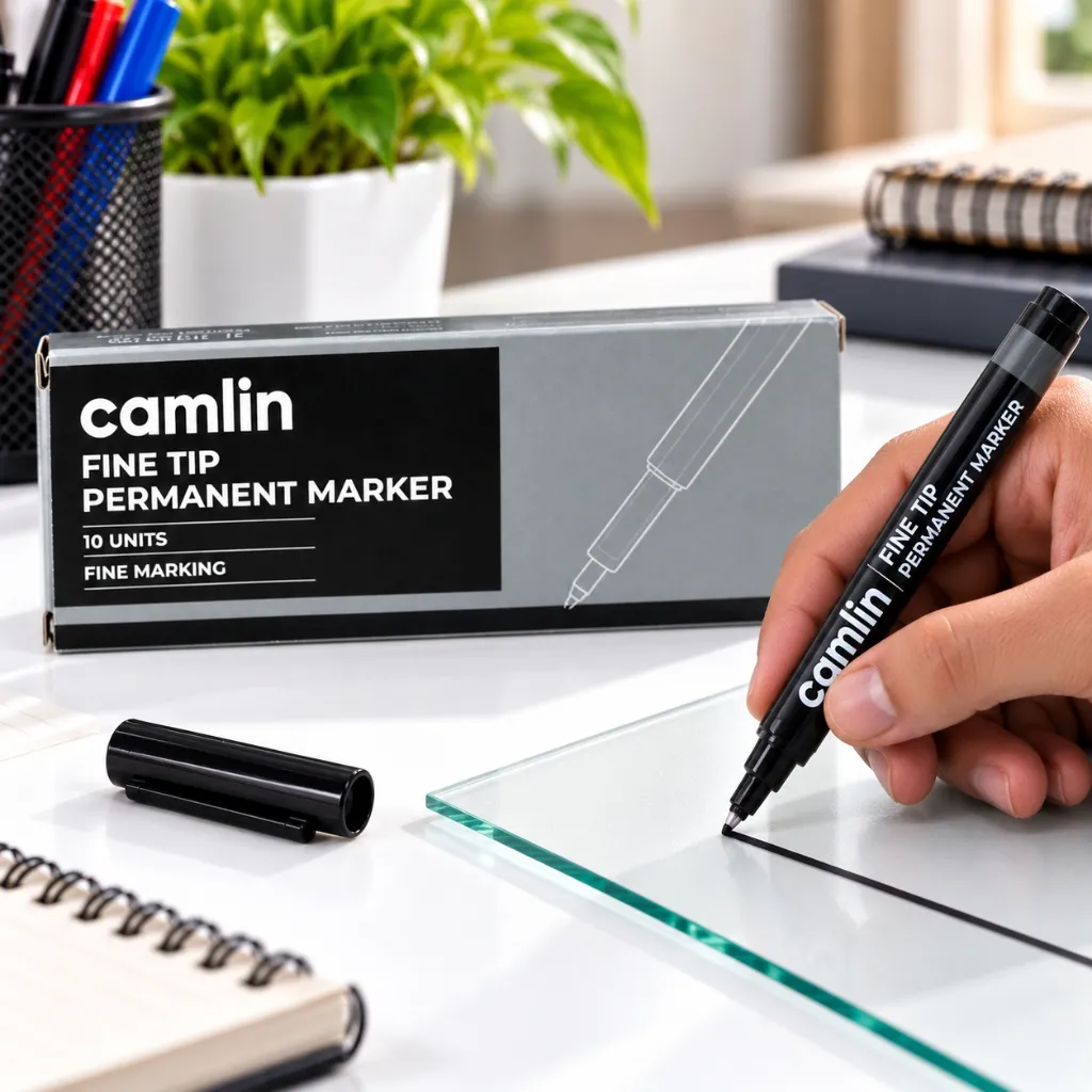 Camlin Black Fine Tip Permanent Markers – Pack of 10.webp