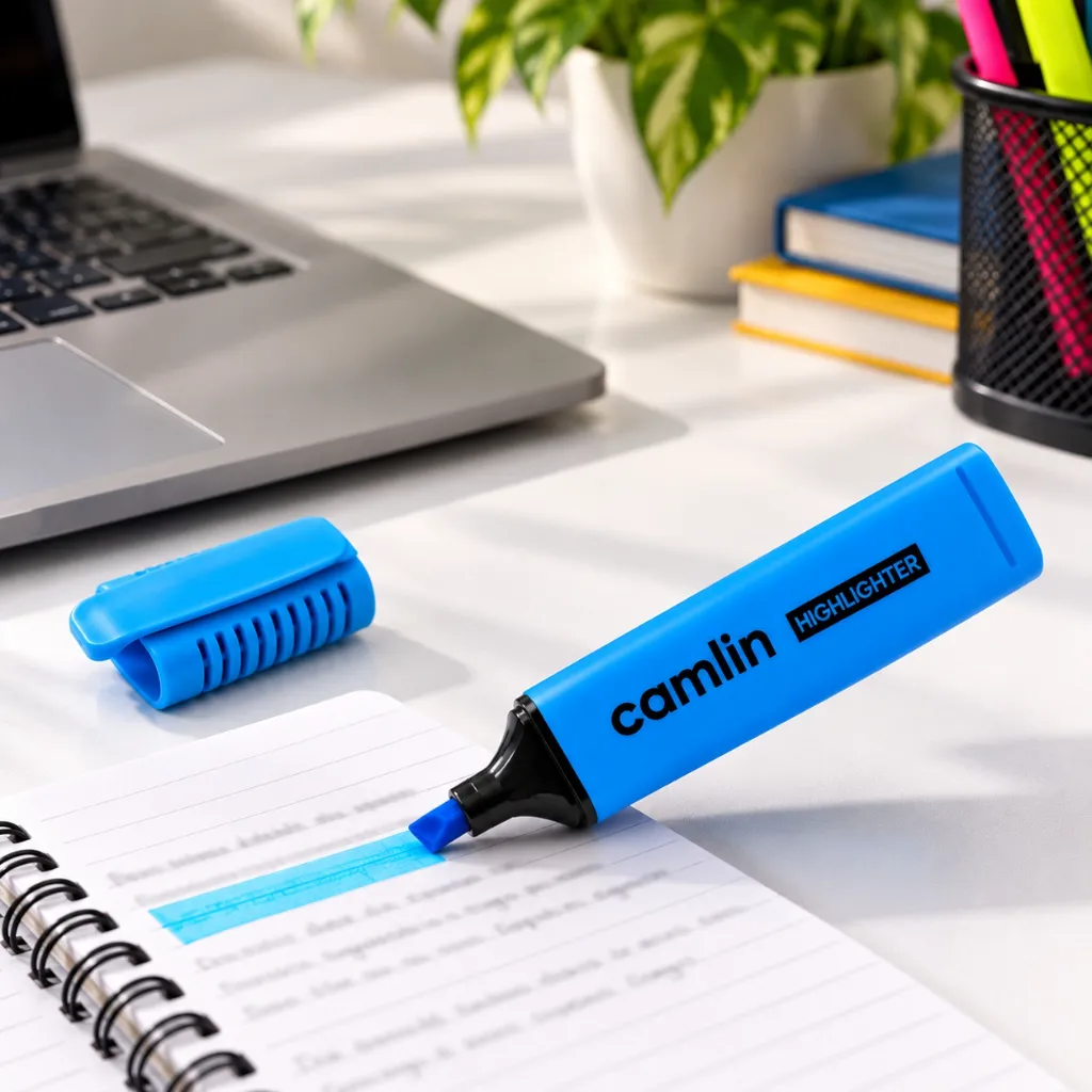 Camlin Blue Highlighter Pack of 10  Blue Fluorescent Highlighter Pens for School, Office & Study (5).webp