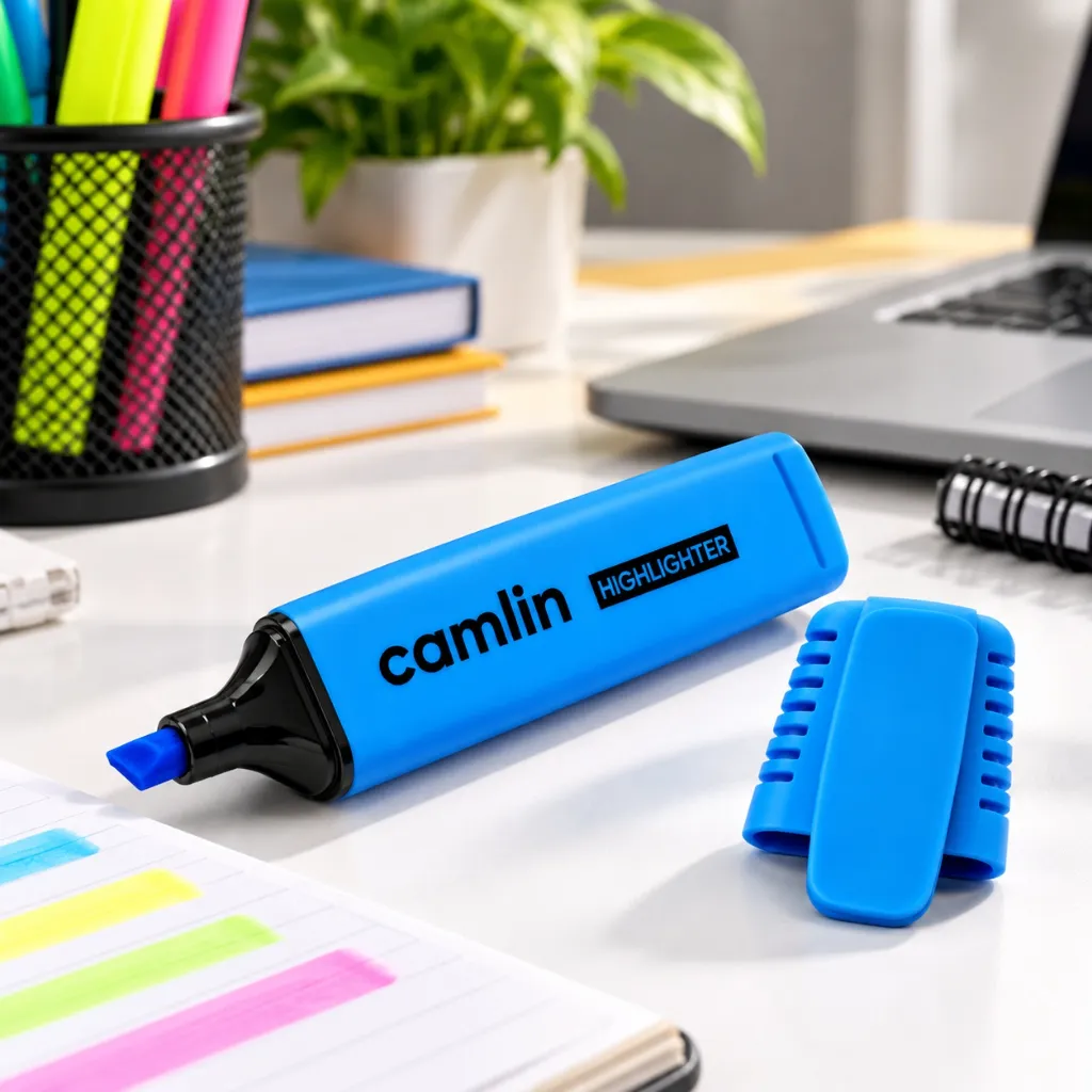 Camlin Blue Highlighter Pack of 10  Blue Fluorescent Highlighter Pens for School, Office & Study (3).webp