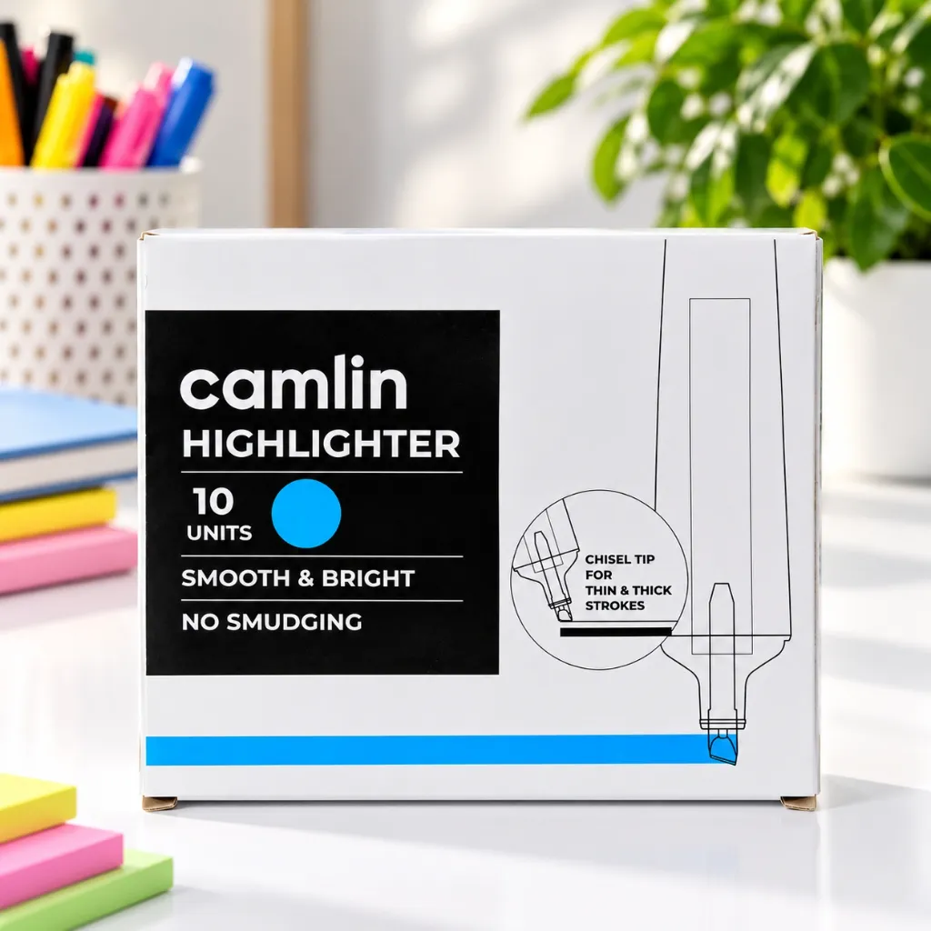 Camlin Blue Highlighter Pack of 10  Blue Fluorescent Highlighter Pens for School, Office & Study.webp