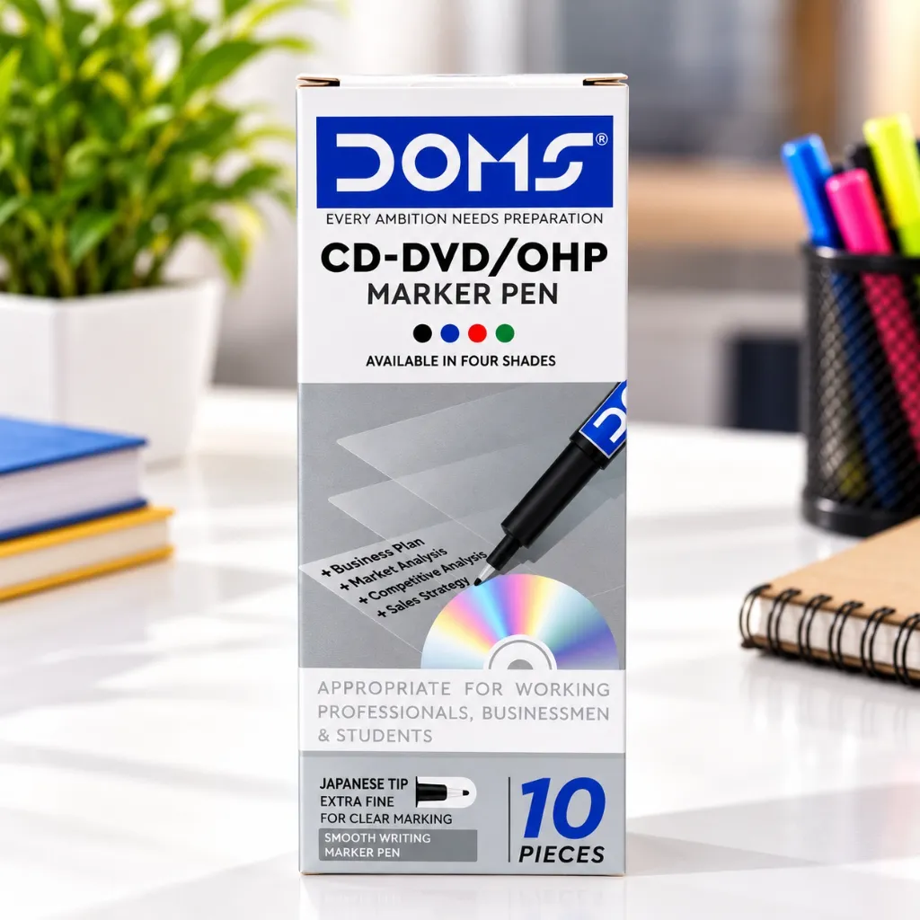 DOMS CD-DVD  OHP Marker Pen Pack of 10  Marker Pens for CDs, DVDs, Transparencies & Office Use (3).webp
