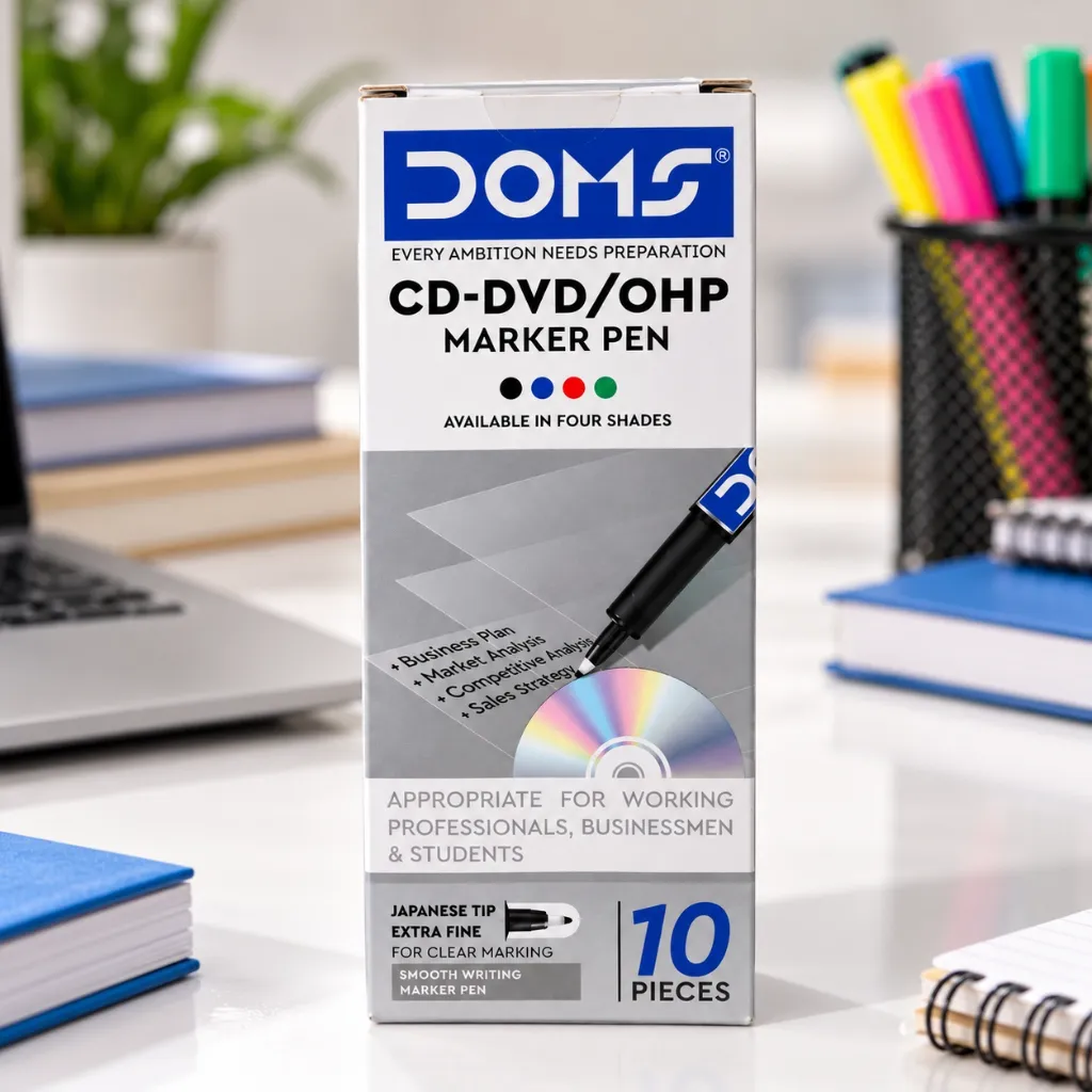 DOMS CD-DVD  OHP Marker Pen Pack of 10  Marker Pens for CDs, DVDs, Transparencies & Office Use (2).webp