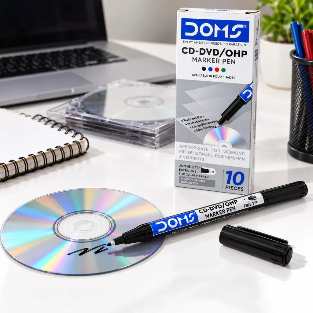 DOMS CD-DVD  OHP Marker Pen Pack of 10  Marker Pens for CDs, DVDs, Transparencies & Office Use.webp
