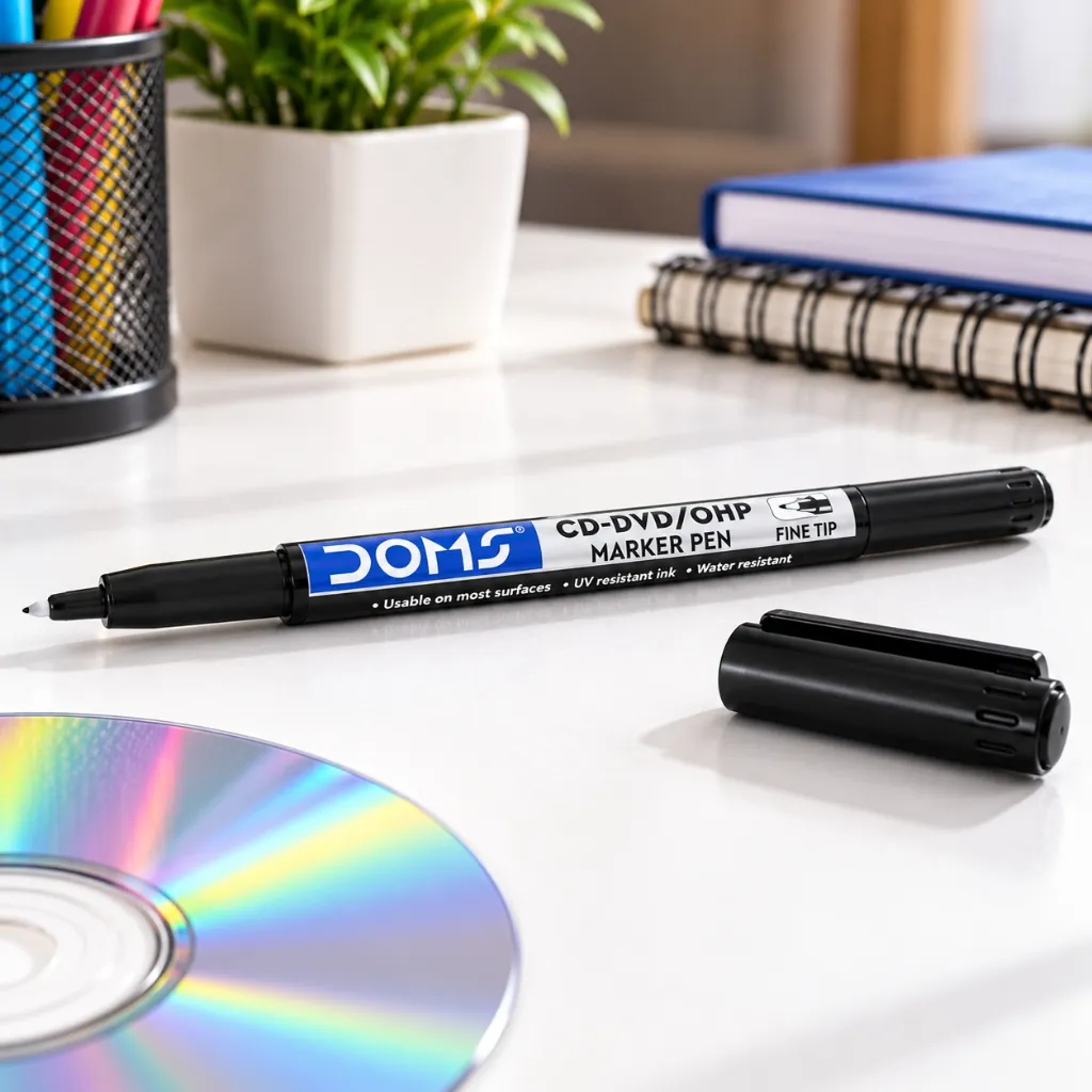 DOMS CD-DVD  OHP Marker Pen Pack of 10  Marker Pens for CDs, DVDs, Transparencies & Office Use (5).webp