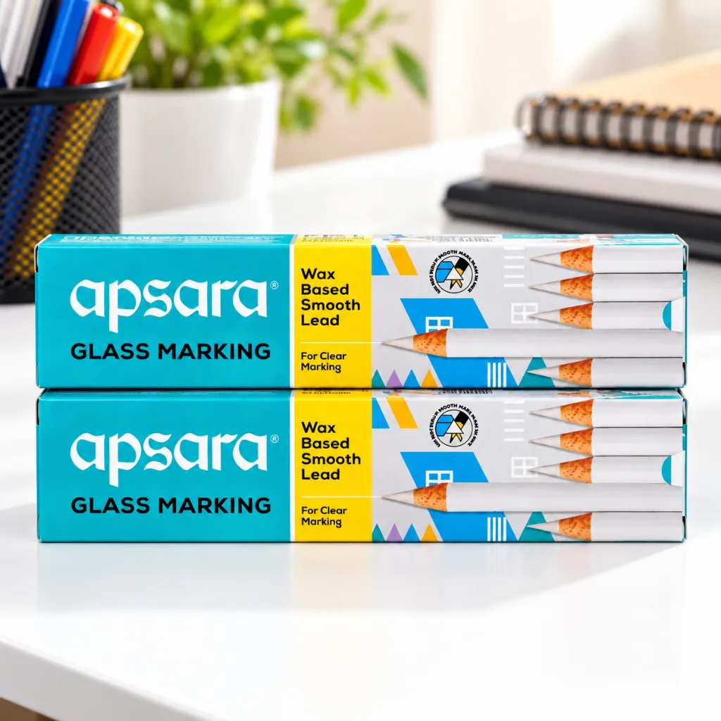 Apsara White Glass Marking Wax Pencil Pack of 20  2 Packets  Smooth Lead Marking Pencils (3).webp