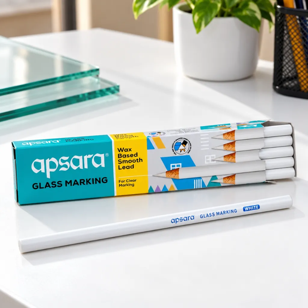 Apsara White Glass Marking Wax Pencil Pack of 20  2 Packets  Smooth Lead Marking Pencils (2).webp