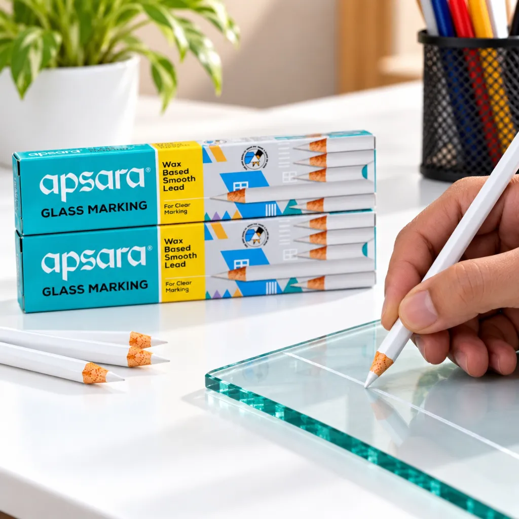 Apsara White Glass Marking Wax Pencil Pack of 20  2 Packets  Smooth Lead Marking Pencils.webp