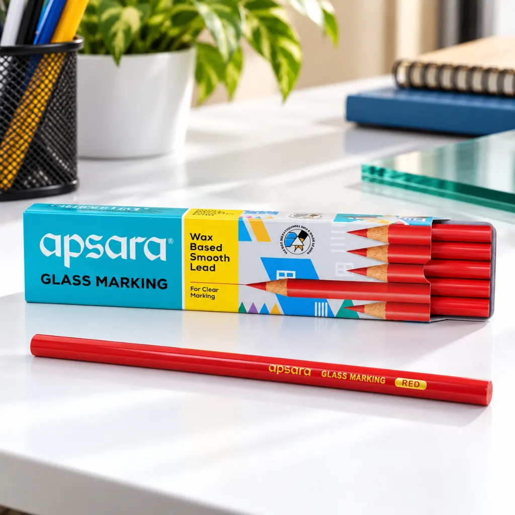 Apsara Red Glass Marking Wax Pencil Pack of 20  2 Packets  Smooth Lead Marking Pencils (4).webp