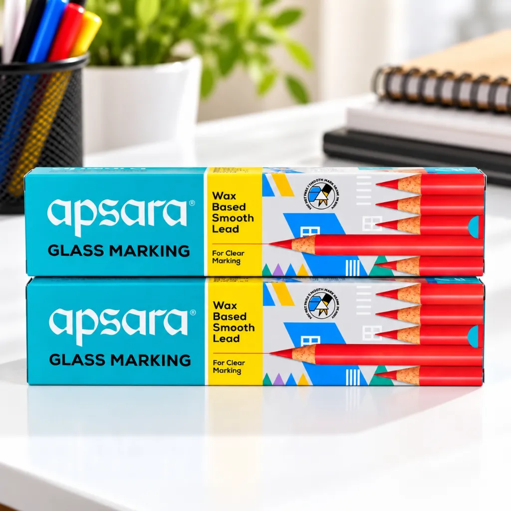 Apsara Red Glass Marking Wax Pencil Pack of 20  2 Packets  Smooth Lead Marking Pencils (2).webp