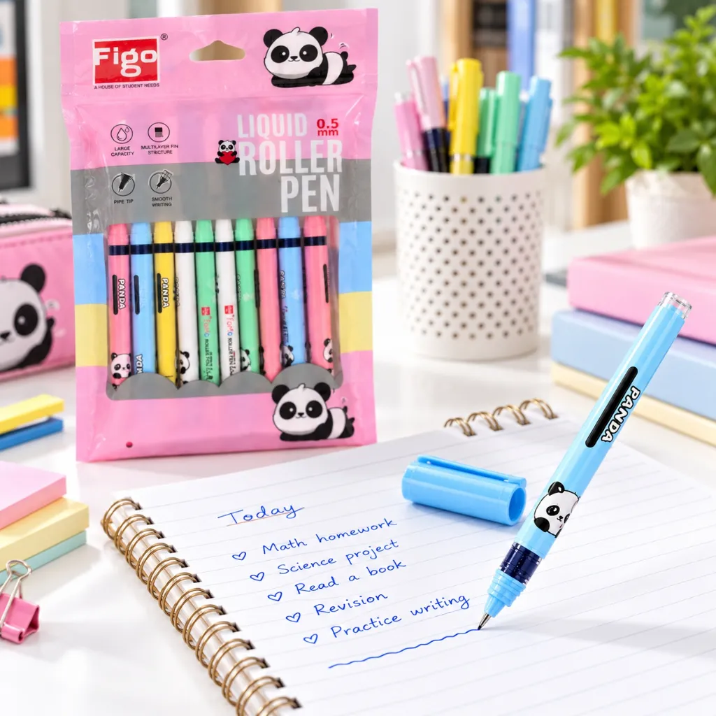 Figo Liquid Roller Blue Pen Pack of 10  Smooth Writing Pen for School, Office & Daily Use.webp