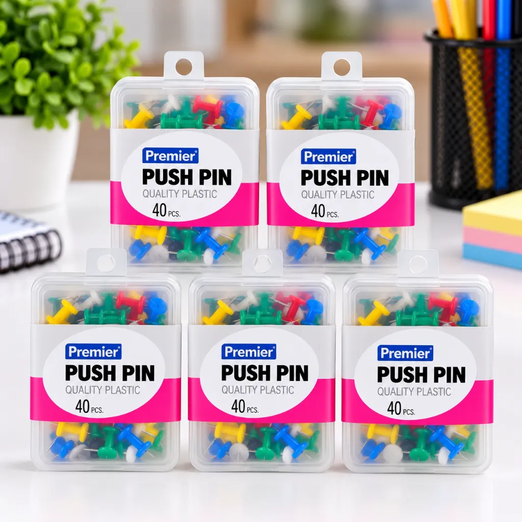 Premier Push Pins Pack of 5 Boxes  200 Notice Board Pins for Office, School & Home (9).webp