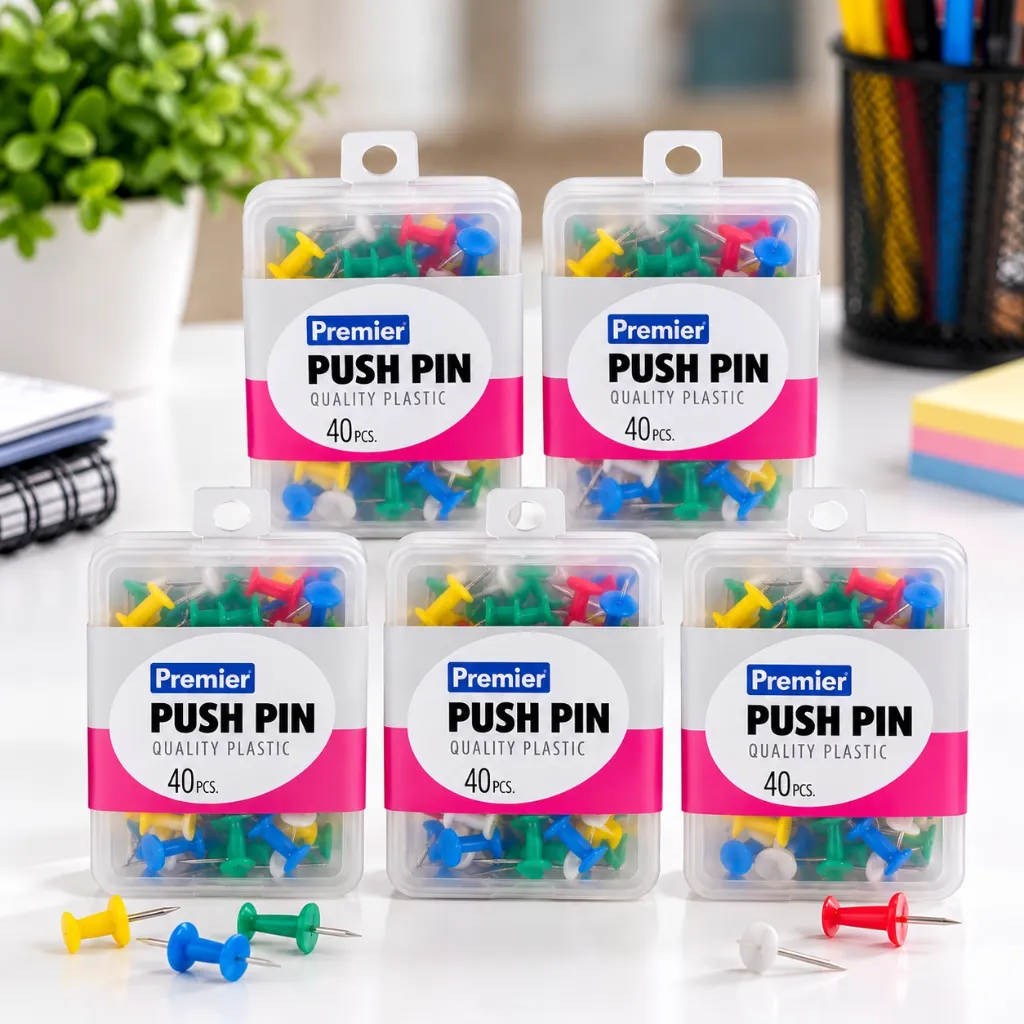 Premier Push Pins Pack of 5 Boxes  200 Notice Board Pins for Office, School & Home (8).webp