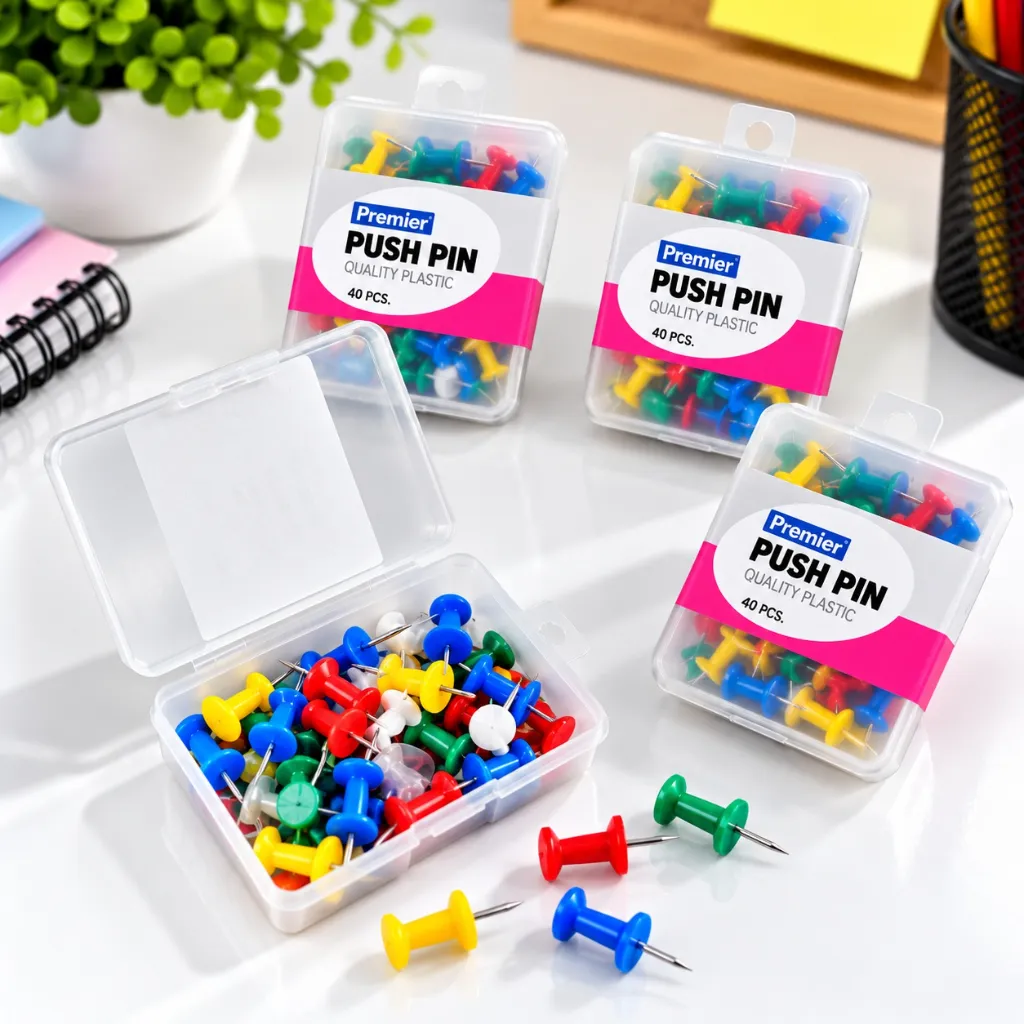 Premier Push Pins Pack of 5 Boxes  200 Notice Board Pins for Office, School & Home (7).webp