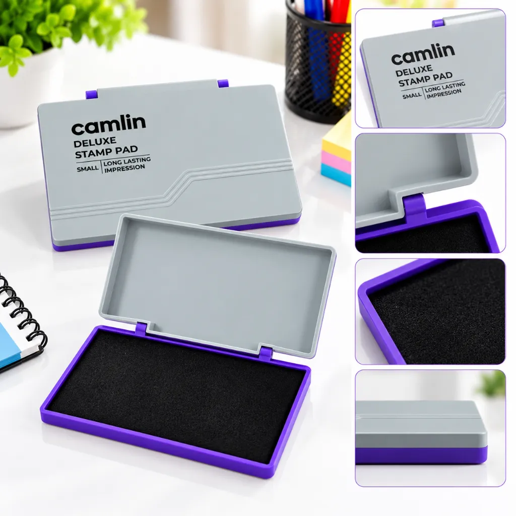 Camlin Deluxe Stamp Pad Small Violet Colour Pack of 2  Quick-Drying Ink Pad for Office & School (4).webp