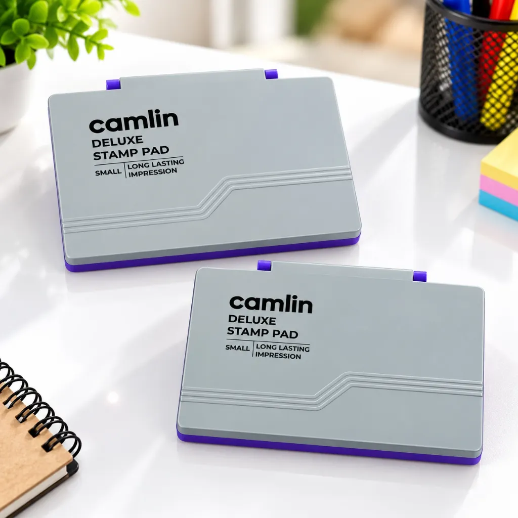 Camlin Deluxe Stamp Pad Small Violet Colour Pack of 2  Quick-Drying Ink Pad for Office & School (2).webp