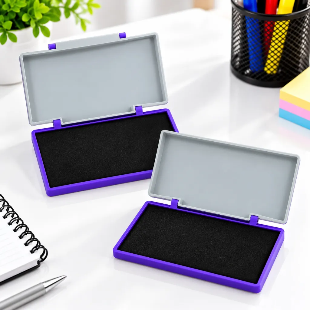 Camlin Deluxe Stamp Pad Small Violet Colour Pack of 2  Quick-Drying Ink Pad for Office & School.webp