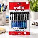 Cello Butterflow Simply Black Ball Pen Pack of 10 for School & Office.webp