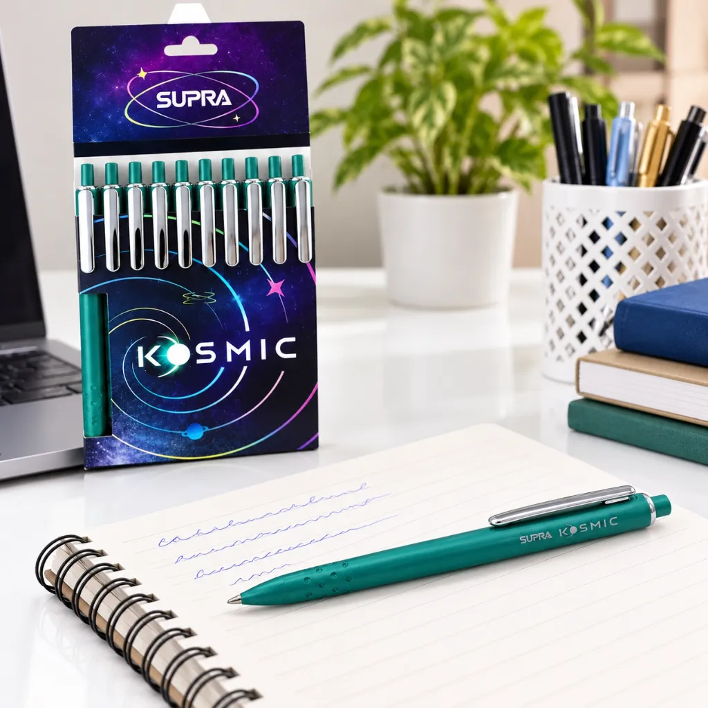 Supra Kosmic Blue Ball Pen Pack of 10 for School, Office & Daily Writing.webp