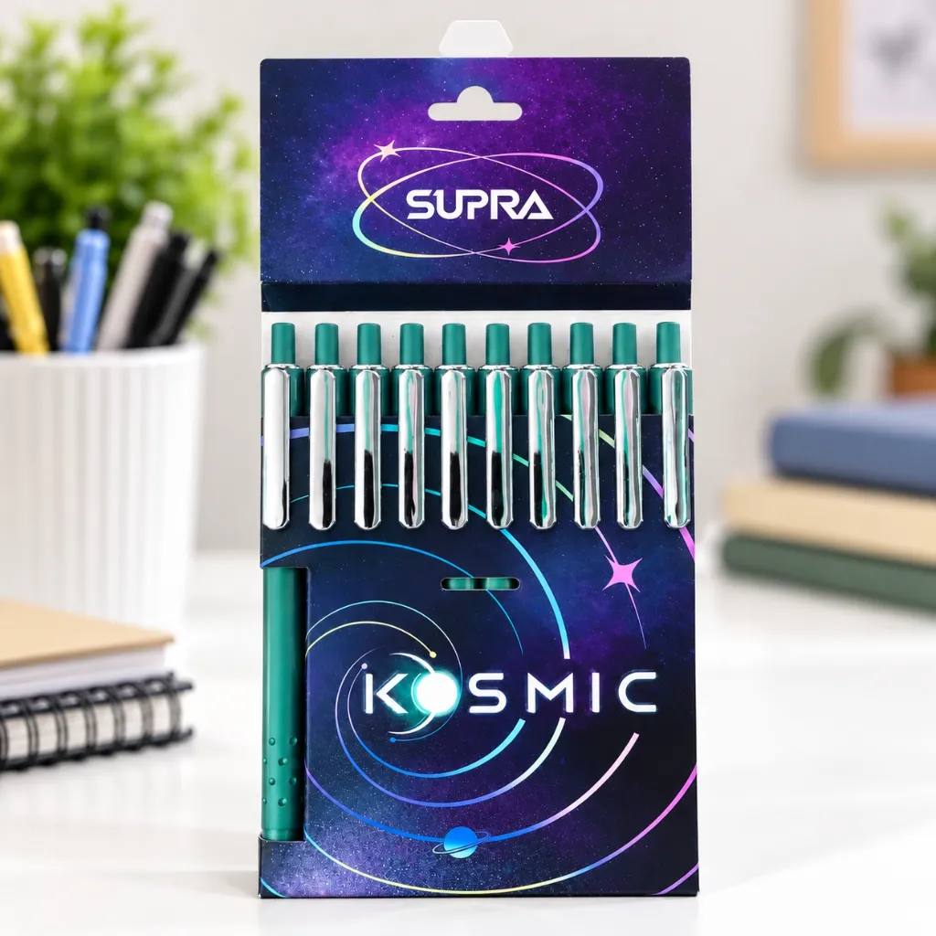 Supra Kosmic Blue Ball Pen Pack of 10 for School, Office & Daily Writing (4).webp