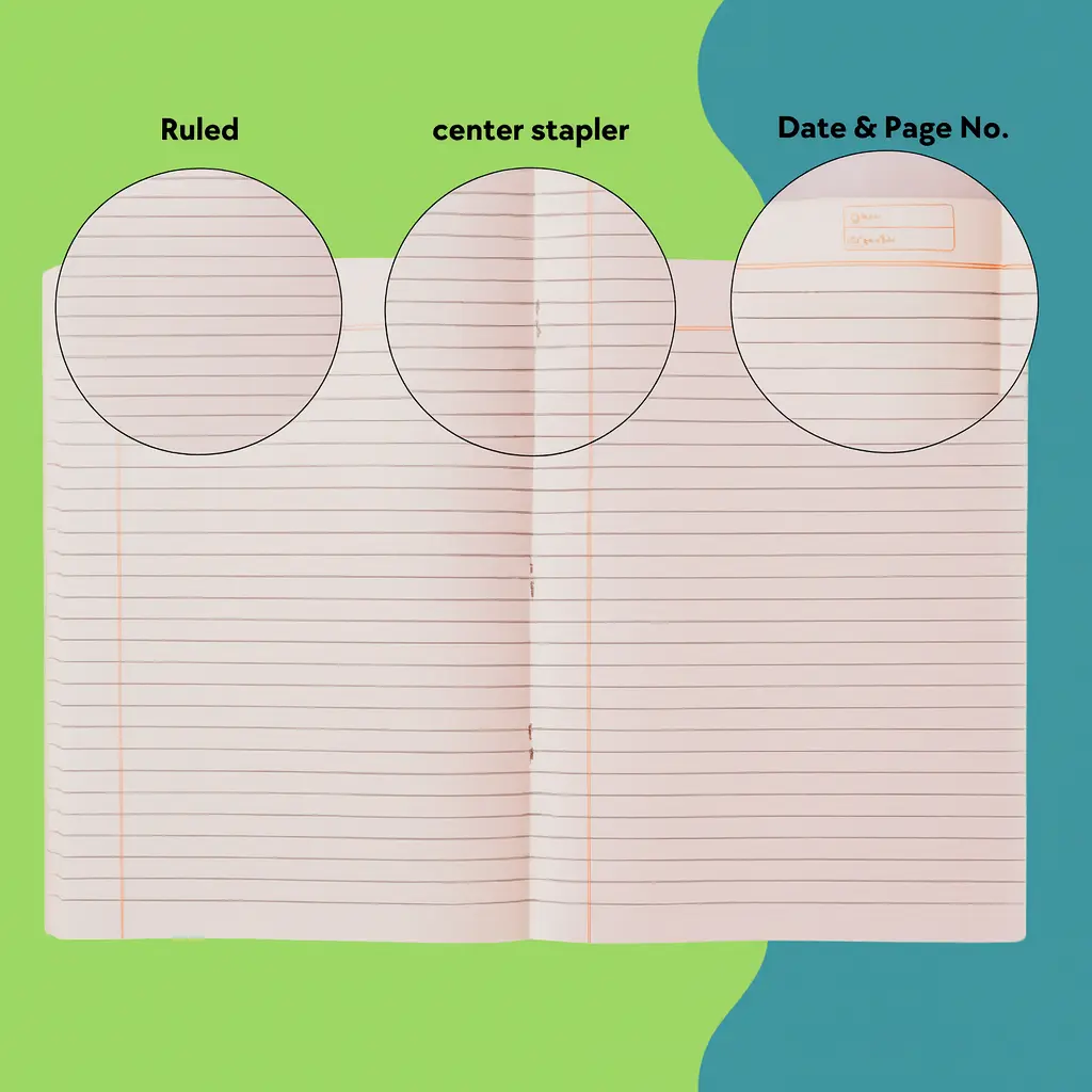 Single Line Notebook - Pack of 6 NoteBooks - 80 Ruled Pages - A5 Size - 18cm x 24 cm Approx - Soft Cover (4).webp