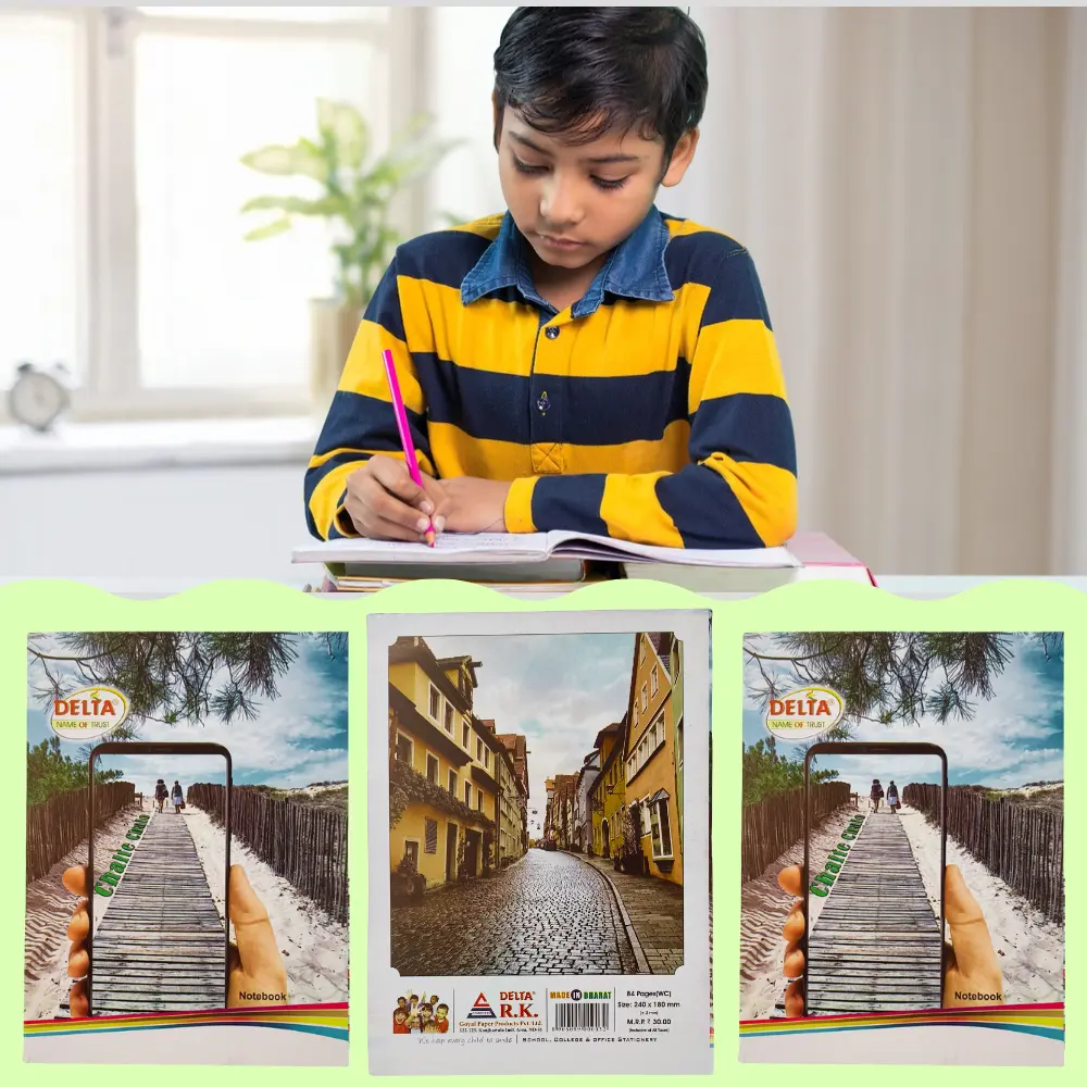 Delta A5 Notebook Combo Set – 10 Hindi Notebooks + 5 English Notebooks + 5 Math Notebooks – 84 Pages Each – Multi-color Pack of 20 (5).webp