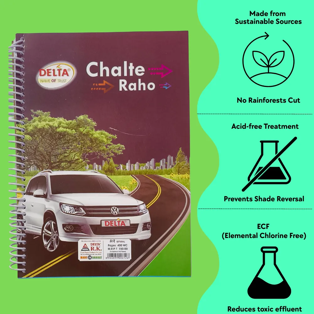 A4 Spiral Notebook - Pack of 5 - 400 Unruled Pages Each- Soft Cover  - Notebooks Combo Pack for Students (5).webp