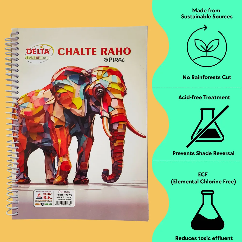 A4 Spiral Notebook - Pack of 5 - 400 Ruled Pages Each - Soft Cover - 21 x 29.5 cm - Notebooks Combo Pack for Students  (5).webp