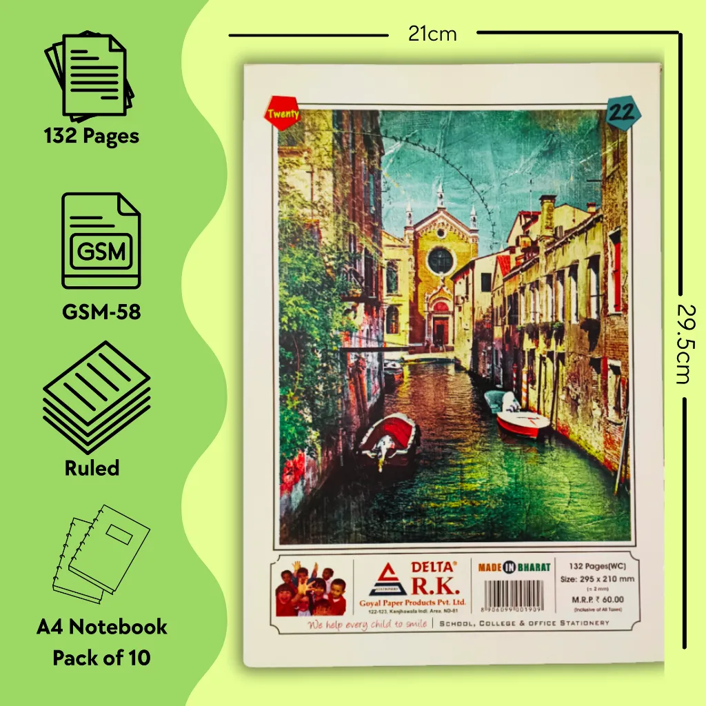 A4 Notebooks – Pack of 10 – 132Pg