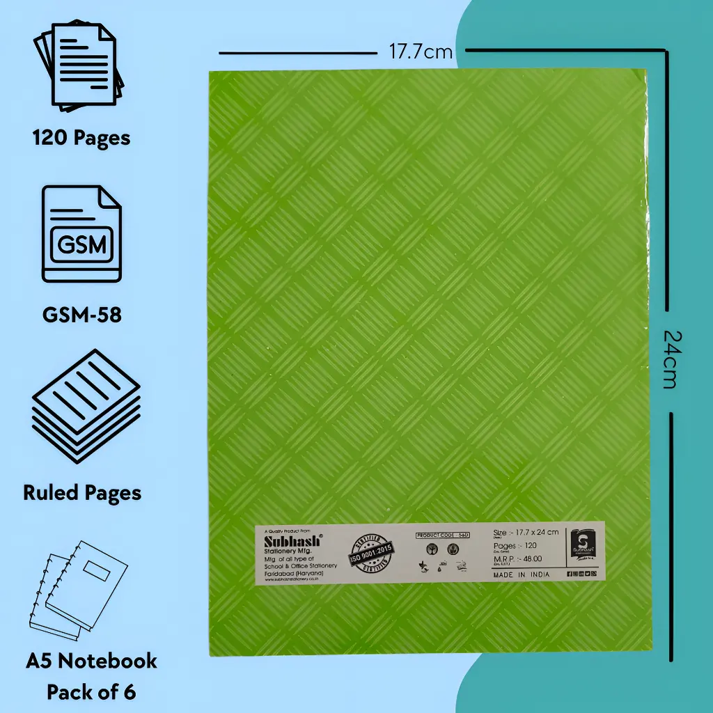 a5 notebook pack of 6 soft cover 120 pages for students