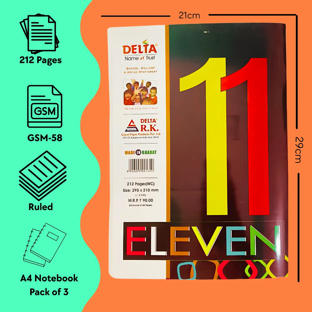 pack of 3 notebooks a4 212 ruled pages soft cover