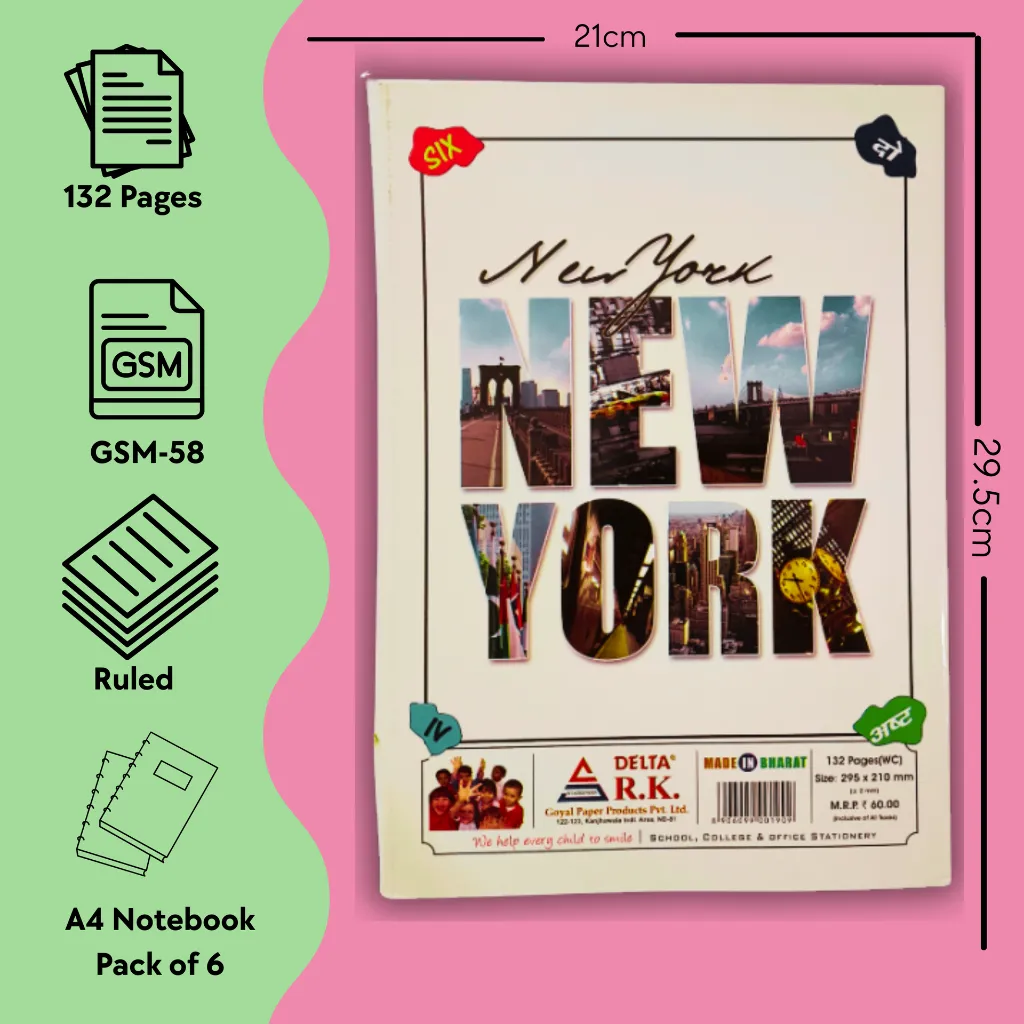 a4 notebook pack of 6 132 ruled pages soft cover