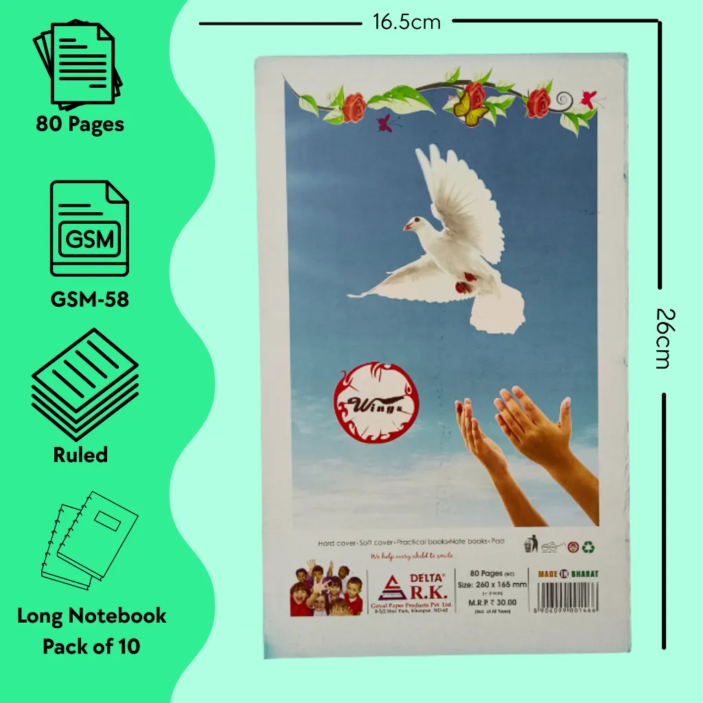 pack of 10 notebooks with 280 pages ruled soft cover