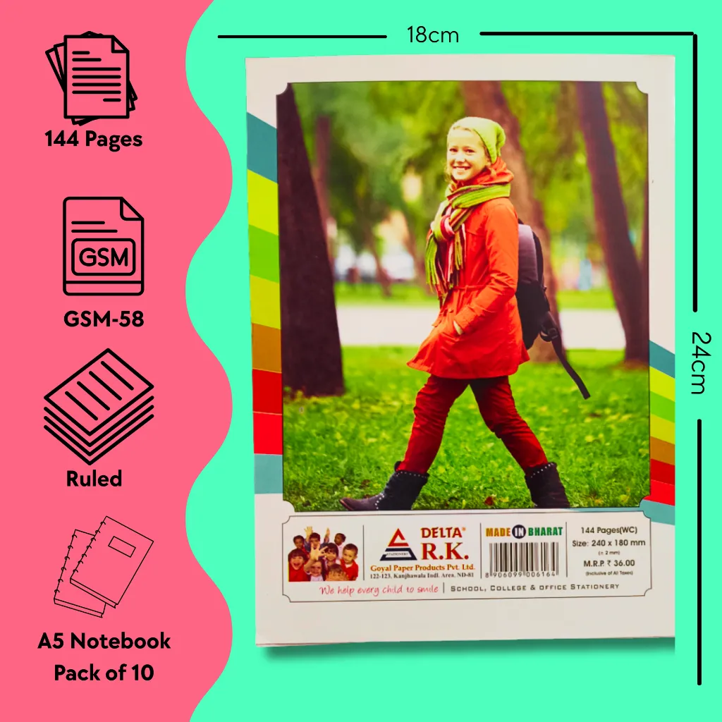 A5 Notebooks – Pack of 10 – 144 Pages