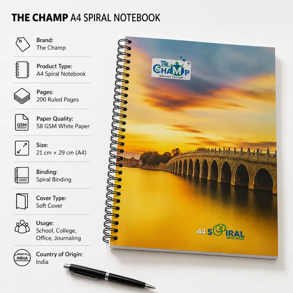 The Champ A4 Spiral Notebook - 200 Pages-3.webp