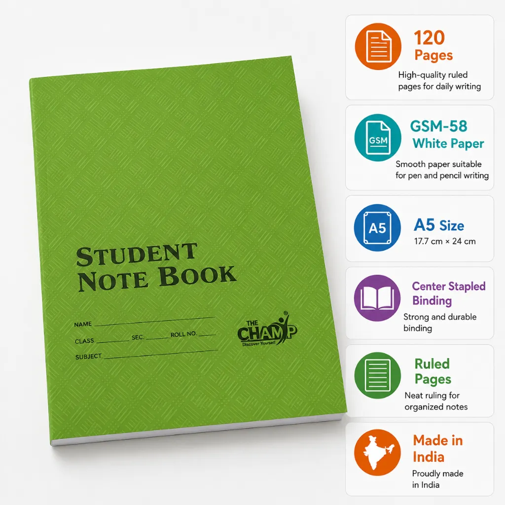 The Champ A5 Notebook – Pack of 6 – 120 Pages-3.webp