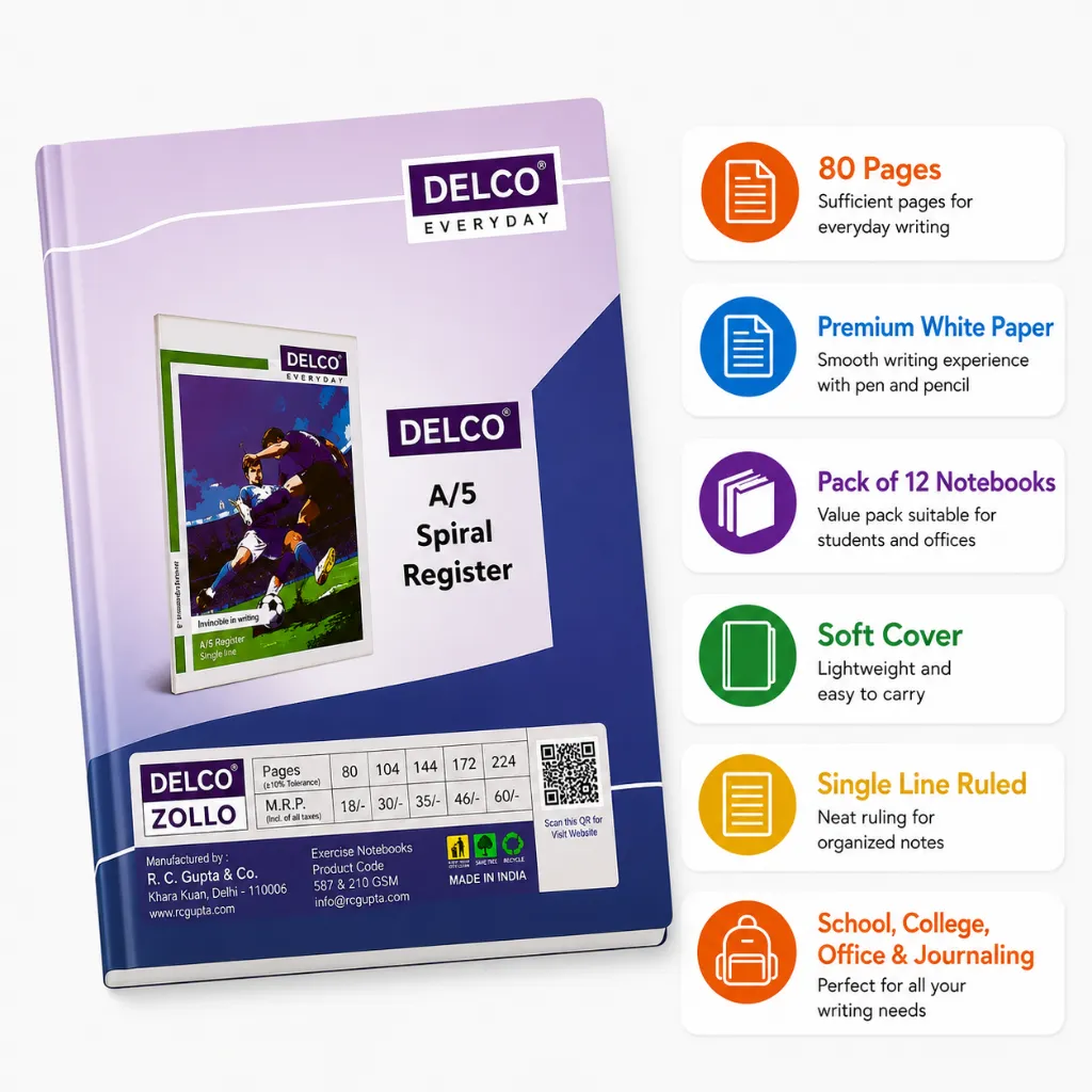 Delco A5 Notebooks Pack of 12 – 80 Pages-3.webp