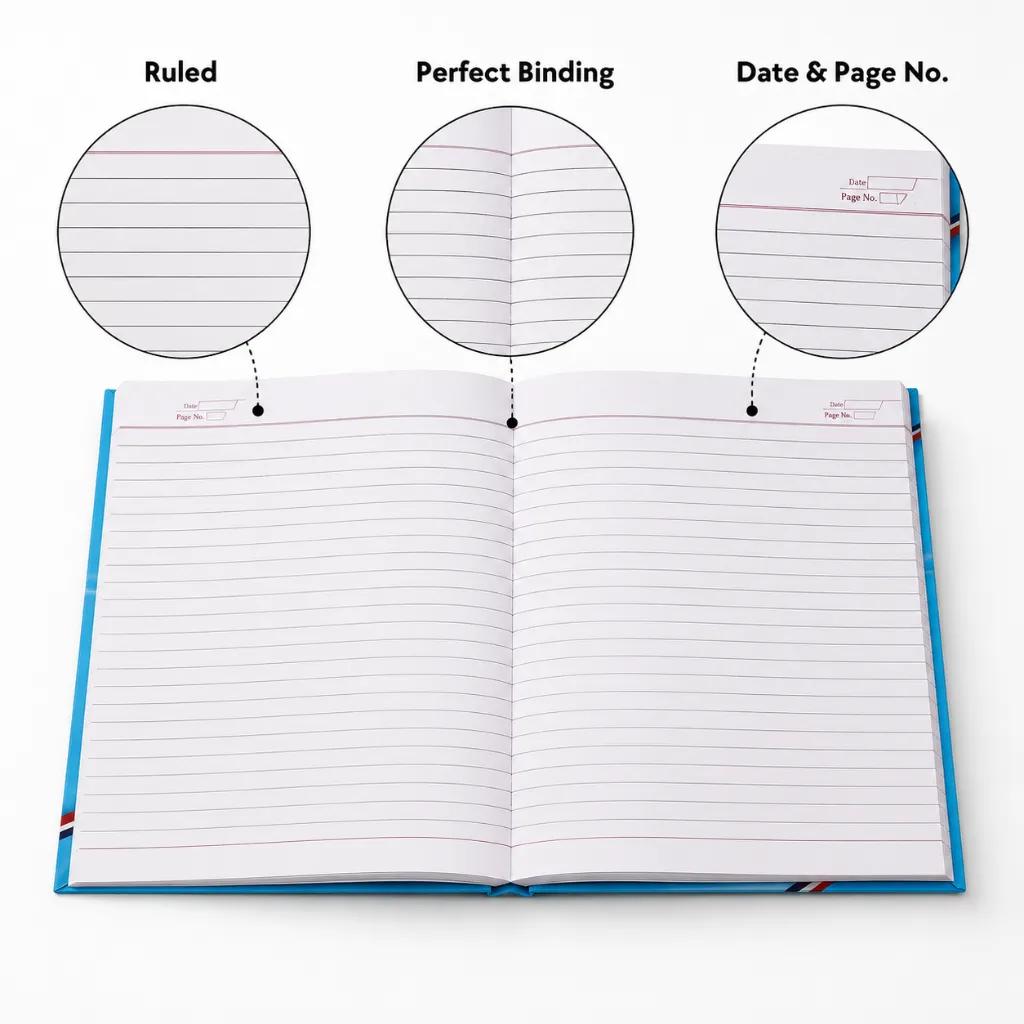 Big Size Long A4 Notebook – Hard Cover Pack of 6 – 528 Ruled Pages-2.webp